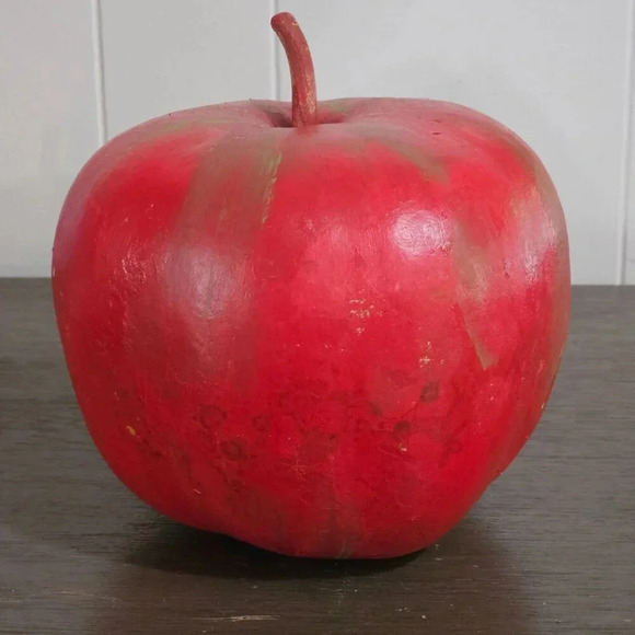 Dried Apple Shaped Gourd Decorative Hand Painted Rustic Primitive Farm Autumn - Picture 3 of 6